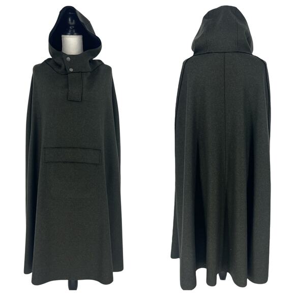 Lamberto Losani Hooded Poncho 100% Cashmere in Green - Picture 2 of 16